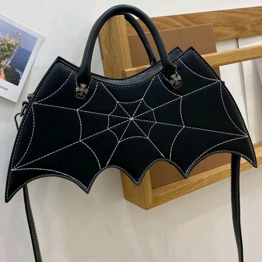 PU Batwing Spiderweb Crossbody Bag - Picture 2 of 16